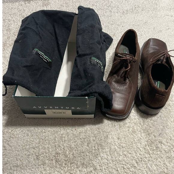 Avventura Derby Loafers Square Toe 9 M Suede Lace Up Shoes Brown Handmade Spain - Picture 6 of 14